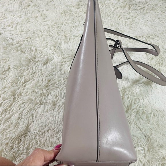 SOLD Kate Spade New York Cassy XL Leather Shopper Bow Tie Fab Lavender Gray Tote - Picture 8 of 15